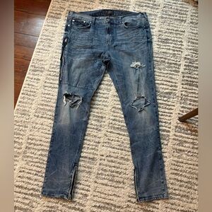 Pacsun stacked skinny distressed zipper skinny jeans size 36x32